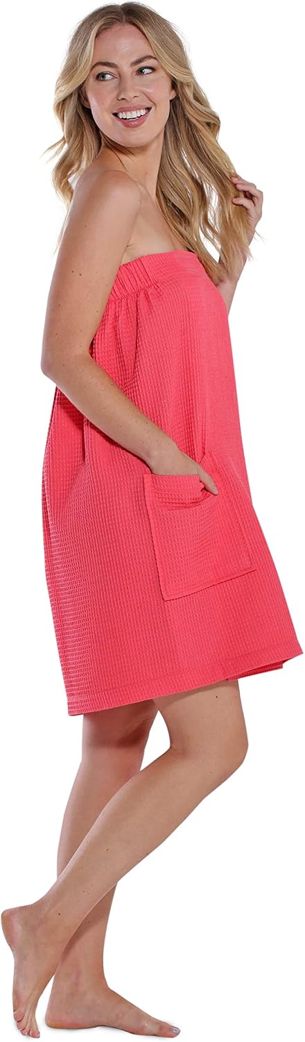 Lightweight Knee Length Waffle Robes For Women Spa Bath Waffle