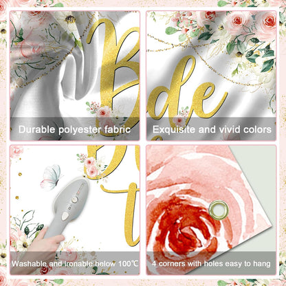Pink Floral Bridal Shower Backdrop Banner 6x3.6ft
