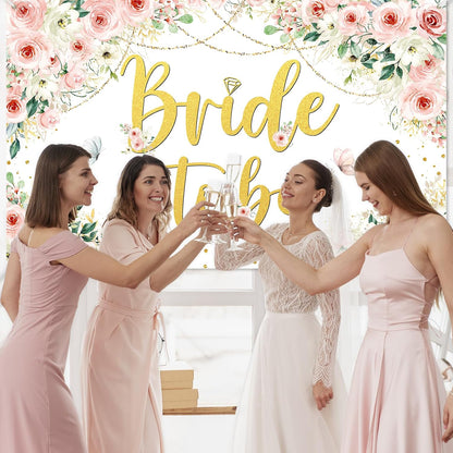 Pink Floral Bridal Shower Backdrop Banner 6x3.6ft