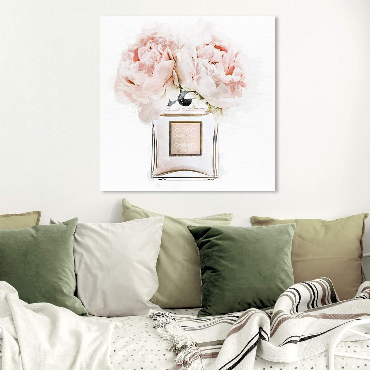 . Fashion and Glam Wall Art Canvas, 30" x 30", Gallery Wrapped, Dawn Morning Bouquet Peach