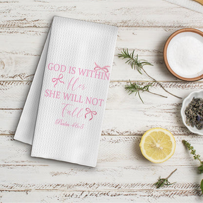Coquette Pink Christian Bow Kitchen Towels,Pink Bow Bathroom Decor,Bible Verse Hand Towel for Bathroom,Christian Gifts for Women,16x24 Inches