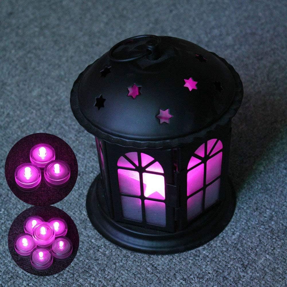 Bright LED Battery Operated Flameless Tea Light, Submersible Tea Candle Waterproof Decorations Underwater Vase Light for Party & Wedding, Pack of 12, Pink