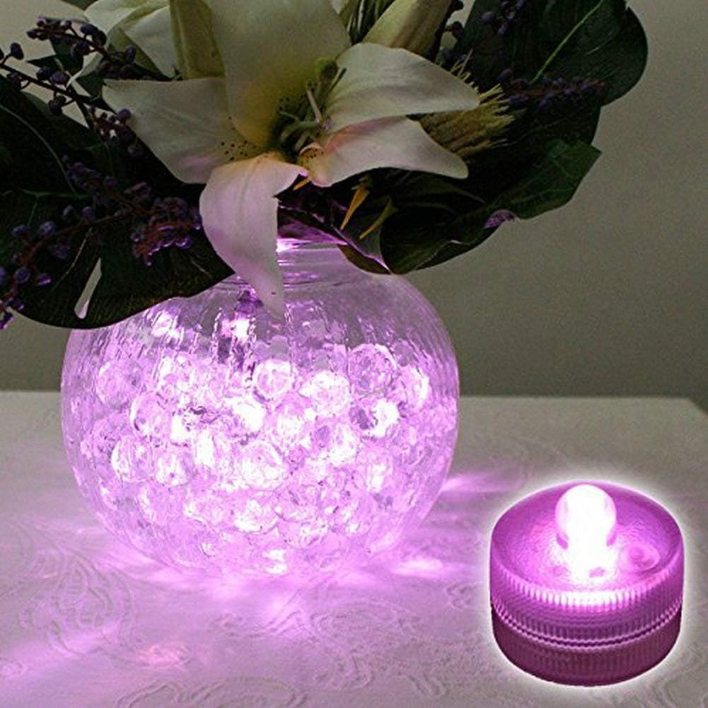 Bright LED Battery Operated Flameless Tea Light, Submersible Tea Candle Waterproof Decorations Underwater Vase Light for Party & Wedding, Pack of 12, Pink
