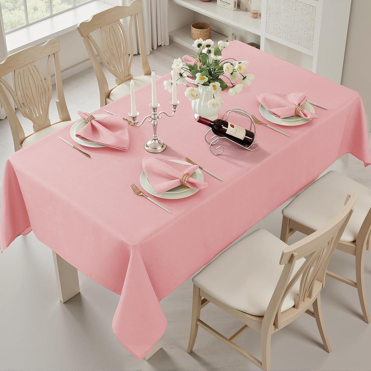 Rectangle Tablecloth 52 x 70 Inch Pink Tablecloth