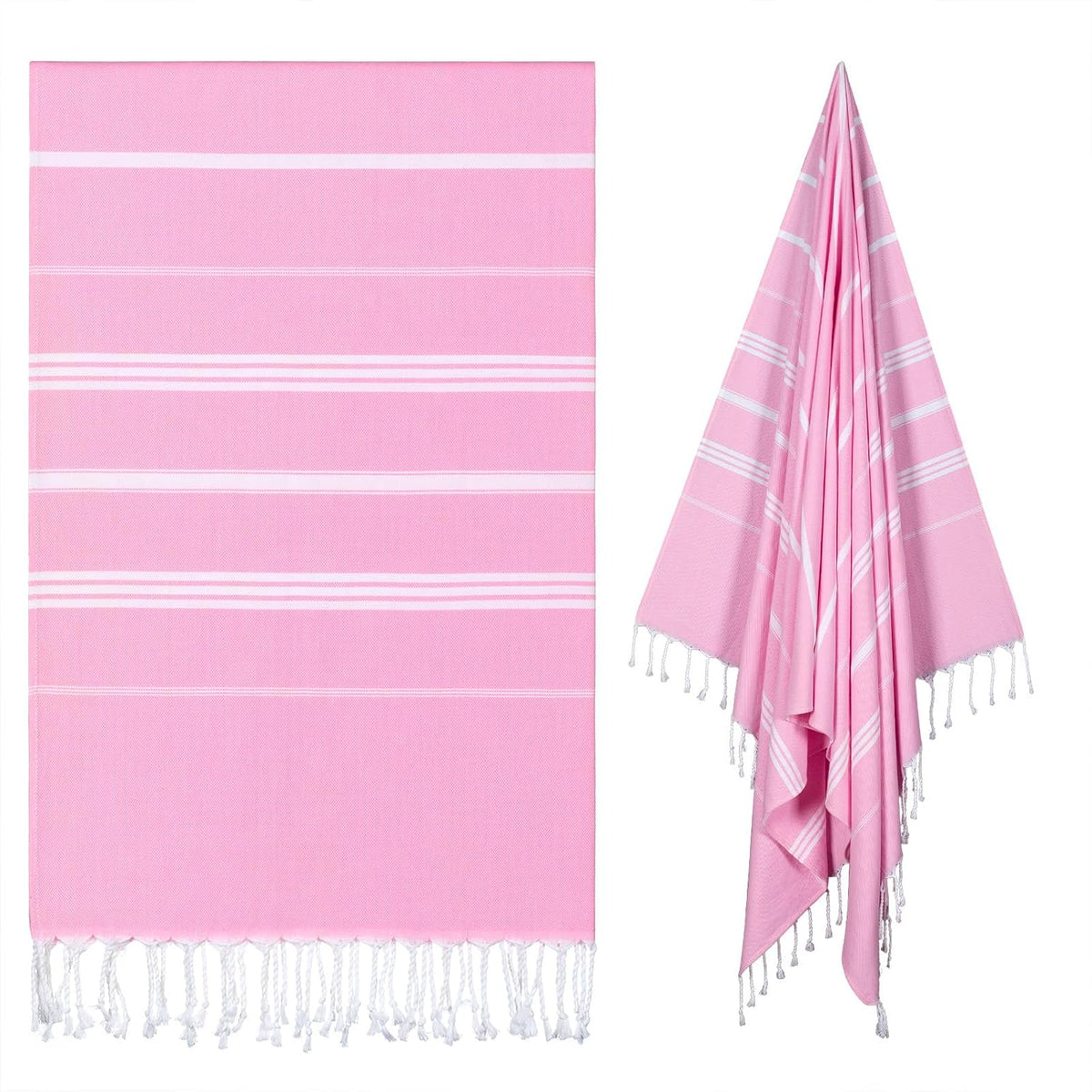 Turkish Beach Towel Oversized - 40"x70" Quick Dry Sand Free Thin Pool Towel for Adults, Extra Large Cotton Lightweight Travel Towel (Light Pink)
