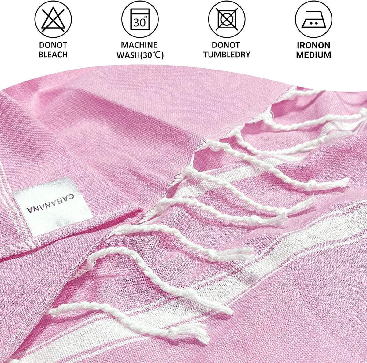 Turkish Beach Towel Oversized - 40"x70" Quick Dry Sand Free Thin Pool Towel for Adults, Extra Large Cotton Lightweight Travel Towel (Light Pink)