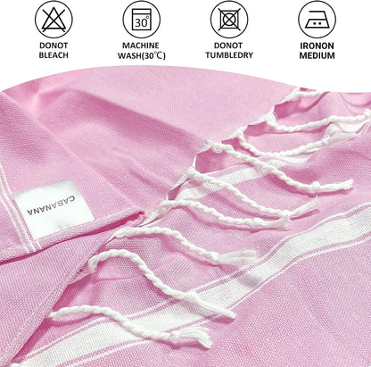 Turkish Beach Towel Oversized - 40"x70" Quick Dry Sand Free Thin Pool Towel for Adults, Extra Large Cotton Lightweight Travel Towel (Light Pink)