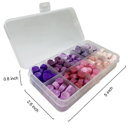 200pcs Pink Purple Wax Seal Beads Kit with 10 Colors Beads for Letter Sealing and Envelope Stamp Wedding Invitation Wine Package Gift Wrapping