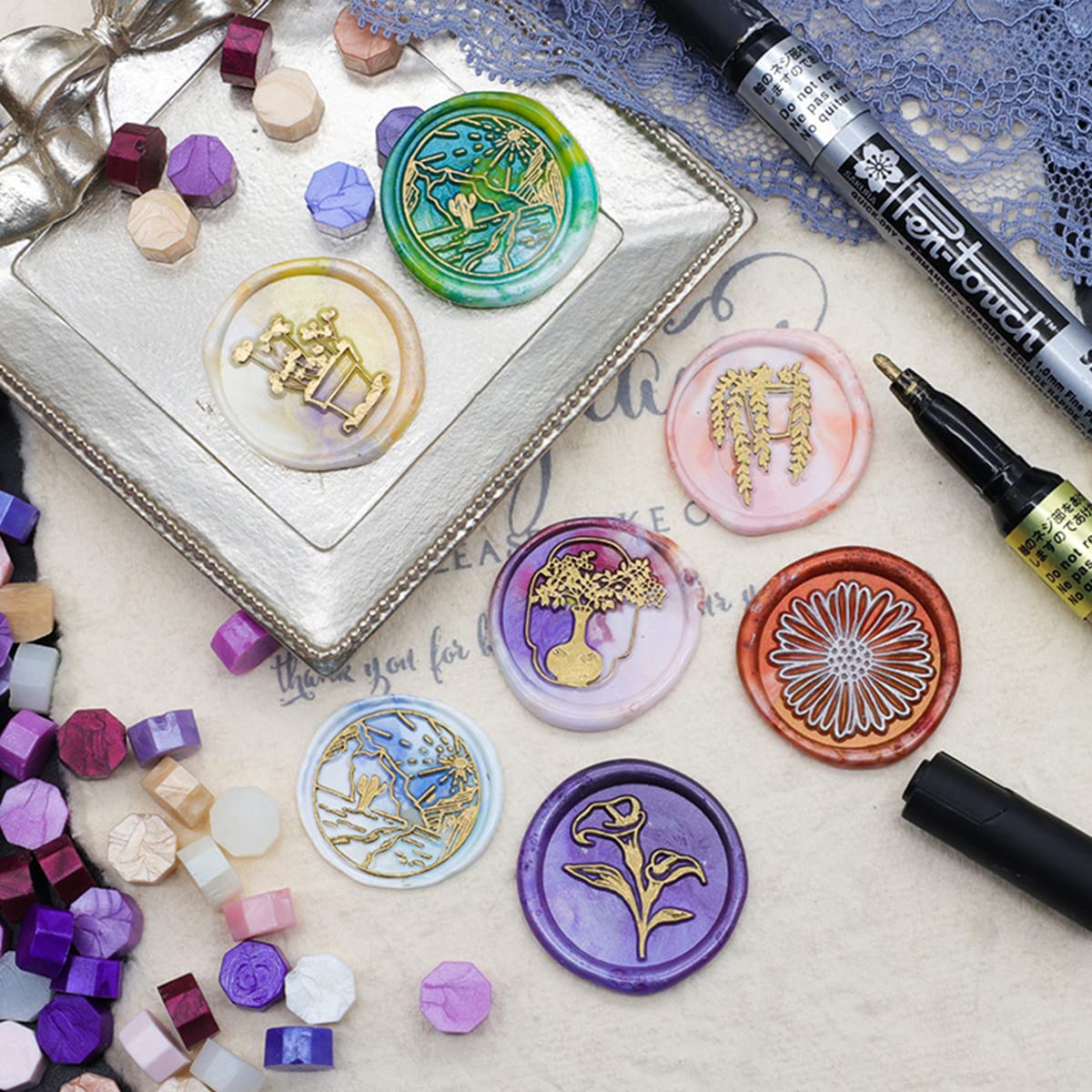 200pcs Pink Purple Wax Seal Beads Kit with 10 Colors Beads for Letter Sealing and Envelope Stamp Wedding Invitation Wine Package Gift Wrapping