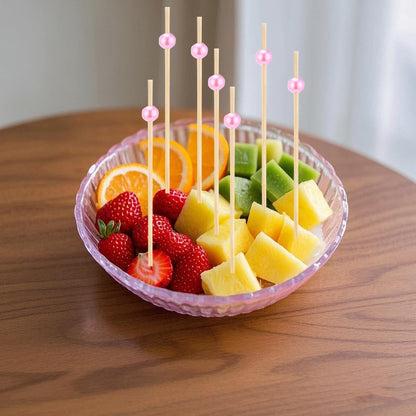 200pcs Cocktail Picks 4.7 Inch, pink Bamboo Toothpicks for Appetizers Natural Bamboo Pearl Coctail Skewers Sticks or Drinks, Fruit, Charcuterie, Wedding Mini Food Picks Decorative (pink, 200)