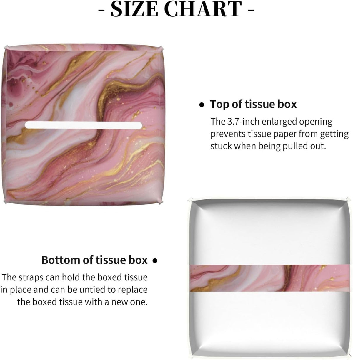 Marble Tissue Box Cover Square,Pink Marble Tissue Box Holder Waterproof Leather Facial Paper Organizer Dispenser for Bathroom Home Car Kitchen Nightstand Vanity Desk Decoration