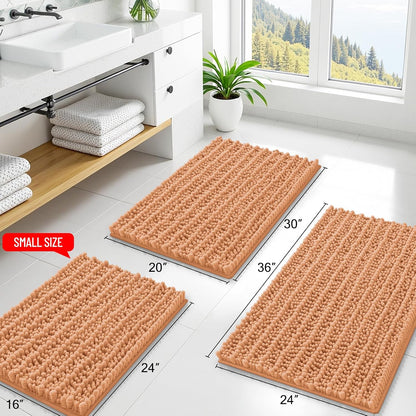 Bathroom Rugs 30X20, Extra Soft Rubber Backing Chenille Bath Mats