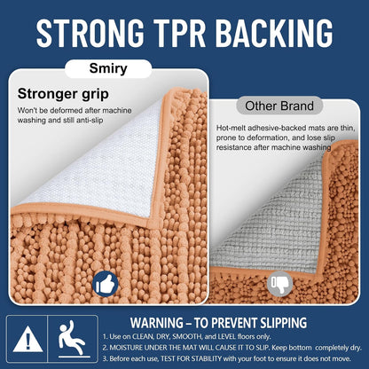 Bathroom Rugs 30X20, Extra Soft Rubber Backing Chenille Bath Mats