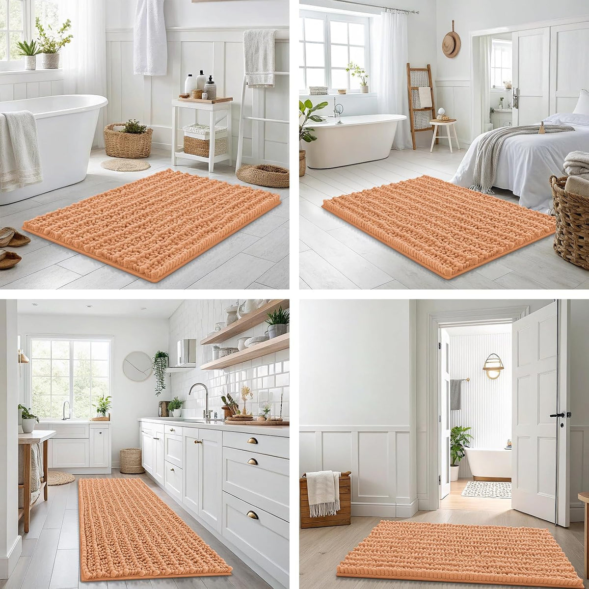 Bathroom Rugs 30X20, Extra Soft Rubber Backing Chenille Bath Mats