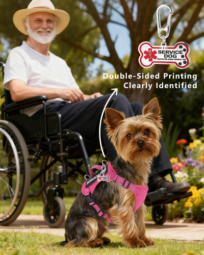 Service Dog Vest for Small Breed Dogs with ID Tag – Lightweight Puppy Harness and Leash Set with 6 PCS Patches, Ideal Service Animal Vest for Training, Complete Service Dog Gear, Hot Pink, XS