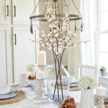 3 Pcs Cherry Blossom Branches Artificial Flowers Pink Faux Spring Stems