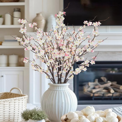 3 Pcs Cherry Blossom Branches Artificial Flowers Pink Faux Spring Stems