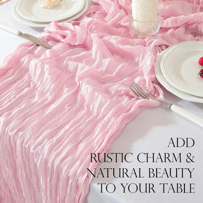 2 Pack Cheesecloth Table Runner, Fall Table Runner 120 Inch – Pink Cheesecloth Gauze – 10FT Cheese Cloth Runner for Wedding, Party, Baby Shower, Home Decorations