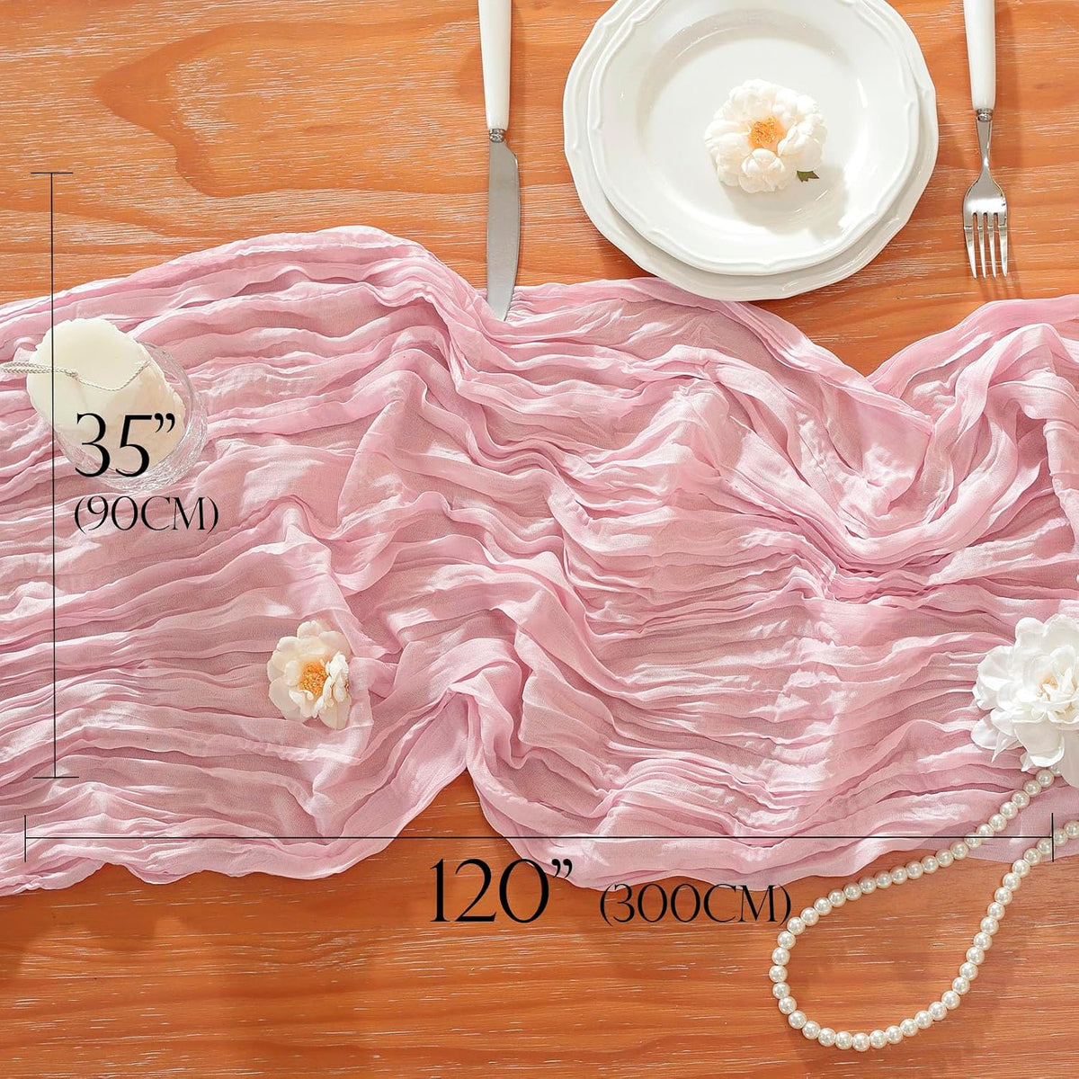 2 Pack Cheesecloth Table Runner, Fall Table Runner 120 Inch – Pink Cheesecloth Gauze – 10FT Cheese Cloth Runner for Wedding, Party, Baby Shower, Home Decorations
