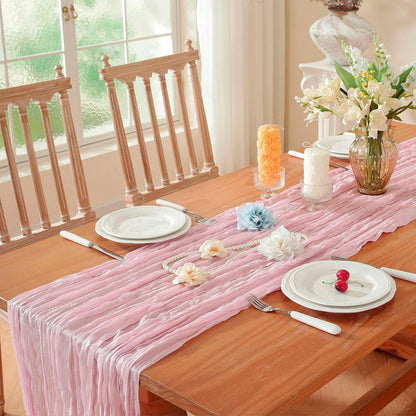 2 Pack Cheesecloth Table Runner, Fall Table Runner 120 Inch – Pink Cheesecloth Gauze – 10FT Cheese Cloth Runner for Wedding, Party, Baby Shower, Home Decorations