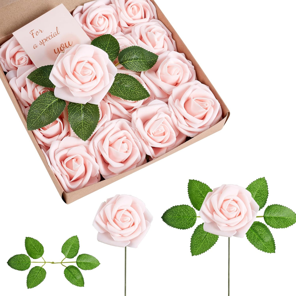 16Pcs Peach Pink Artificial Foam Fake Roses