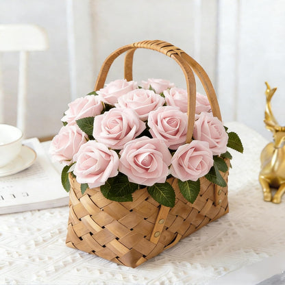 16Pcs Peach Pink Artificial Foam Fake Roses