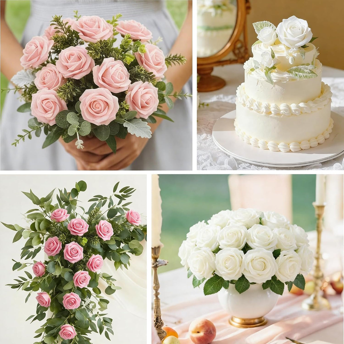 16Pcs Peach Pink Artificial Foam Fake Roses