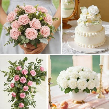 16Pcs Peach Pink Artificial Foam Fake Roses