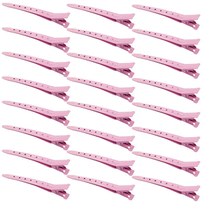 24 Packs Duck Bill Clips 3.35 Inch Metal Alligator Clip, Pink