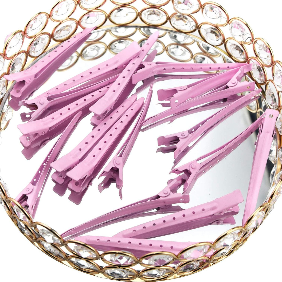 24 Packs Duck Bill Clips 3.35 Inch Metal Alligator Clip, Pink