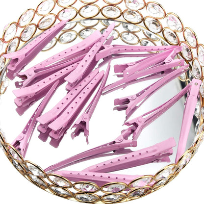 24 Packs Duck Bill Clips 3.35 Inch Metal Alligator Clip, Pink