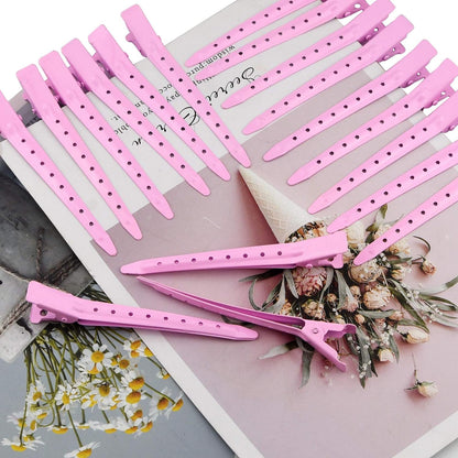 24 Packs Duck Bill Clips 3.35 Inch Metal Alligator Clip, Pink