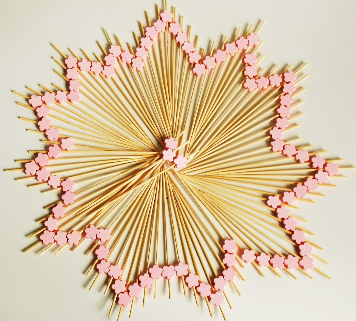 AKOAK 100 Counts Handmade 4.7" Pink Wintersweet Cocktail Sticks Sandwich Fruit Toothpicks Cocktail Picks Party Supplies