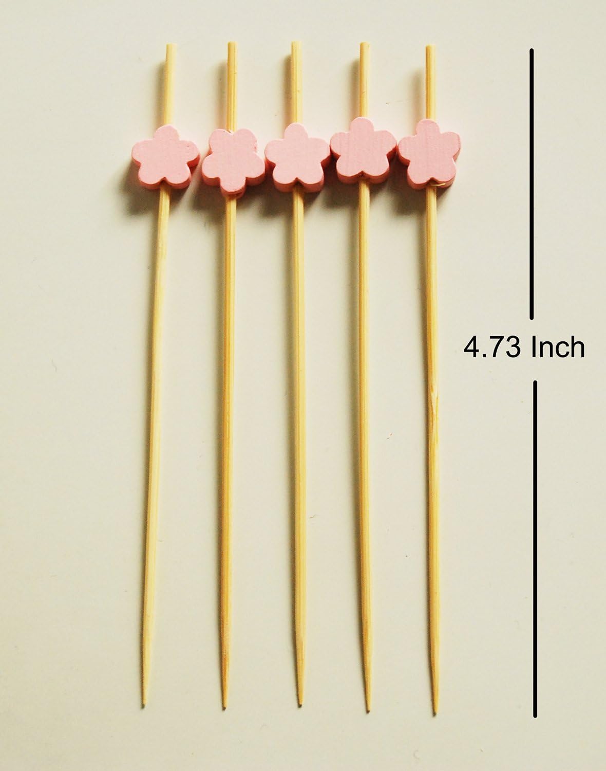 AKOAK 100 Counts Handmade 4.7" Pink Wintersweet Cocktail Sticks Sandwich Fruit Toothpicks Cocktail Picks Party Supplies