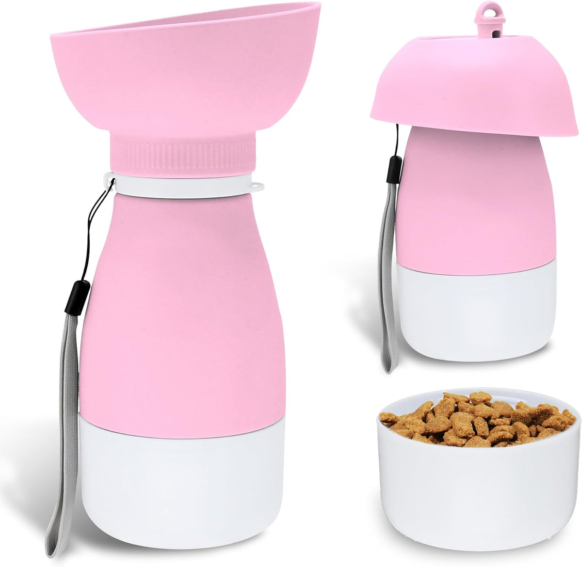 Portable Pet Water Bottle, Travel Water Food Container Pink