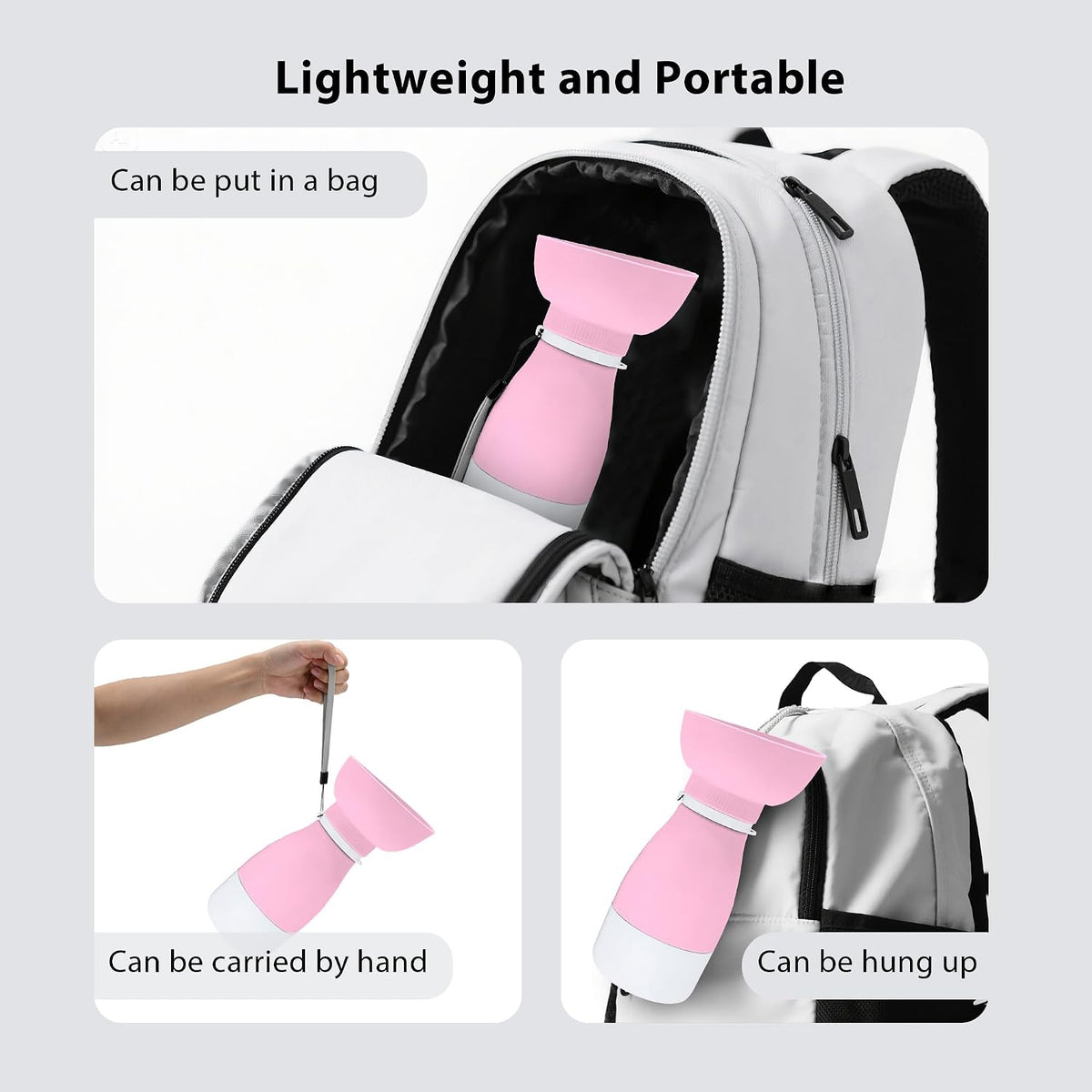 Portable Pet Water Bottle, Travel Water Food Container Pink