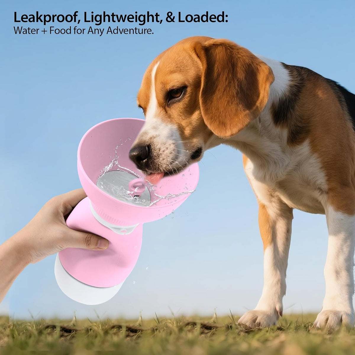 Portable Pet Water Bottle, Travel Water Food Container Pink