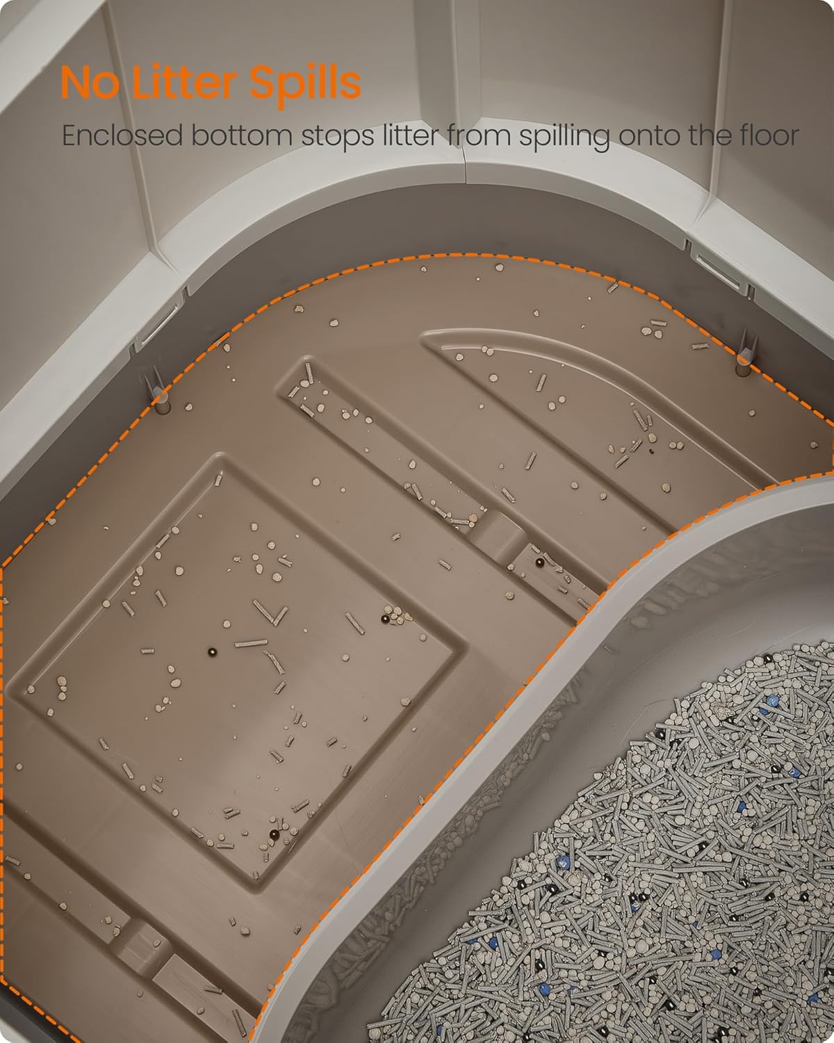 Feandrea Cat Litter Box with Lid, XL Enclosed Litter Box with Slide-Out Tray, Scoop, Brush, Anti-Tracking, for Cats of Different Sizes, Oatmeal and Warm Gray UPPT002G01