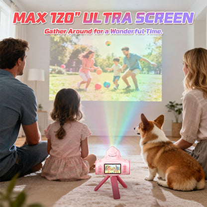 Kids Camera with Projector, 1080P Kids Video Camera, Pink