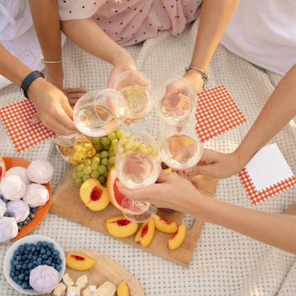 Resurhang Orange White 100 Pcs Checkered Napkins Gingham Plaid Tissue Disposable Napkins Picnic BBQ Party Supplies for Spring Summer Party Supplies (2 Styles)