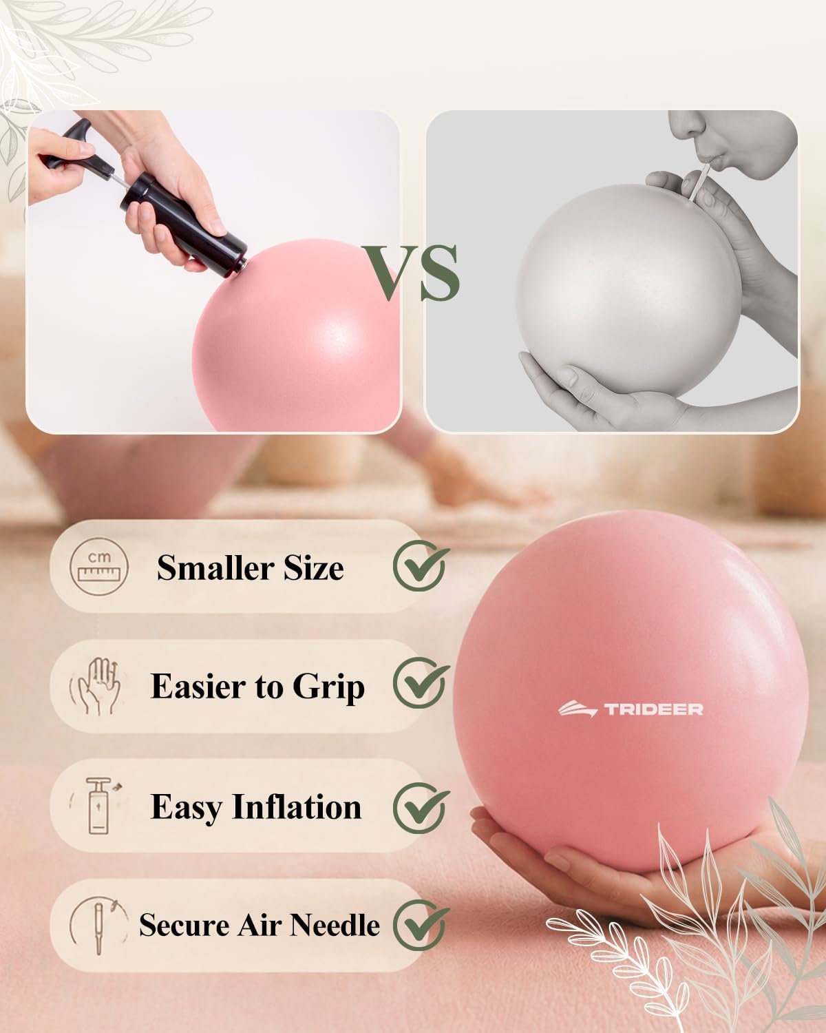 7-8 Inch Pilates Ball with Pump, Small Exercise Ball, Core & Rehab