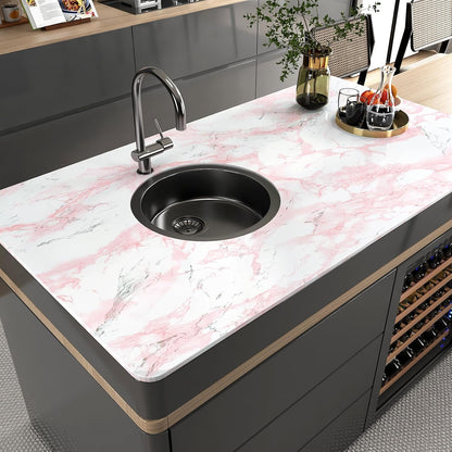Pink Glossy Marble Contact Paper Peel and Stick Waterproof Self Adhesive Wallpaper 15.7in x 78.8in Countertop Contact Paper Crafts Wall Covering for Table Countertop Cabinet