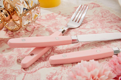 ANNOVA Silverware Set, Retro/Rivet Colorful Stainless Steel Tableware Kitchen Flatware Set Utensils, Includes Dinner Knives, Forks, Spoons, Salad Forks & Dessert Spoons (Light Pink, 20 Pieces)
