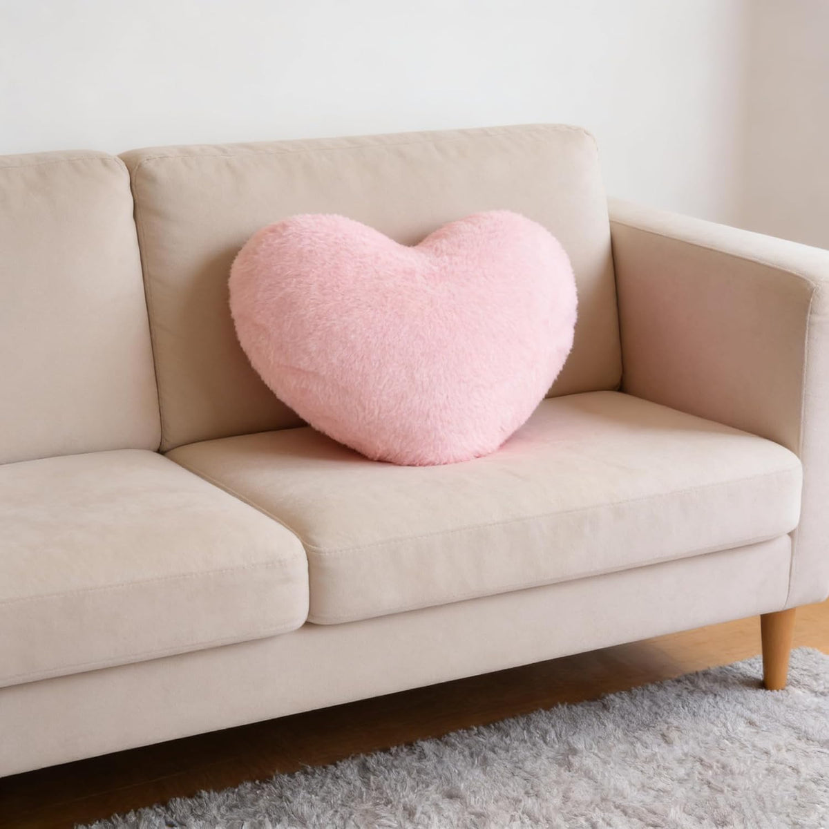 Heart Shaped Pillow Heart Throw Pillows Super Soft Faux Fur Rabbit Heart Throw Pillow Valentines Day Decorations Pillow Wedding Decor Home Decoration(Pink)