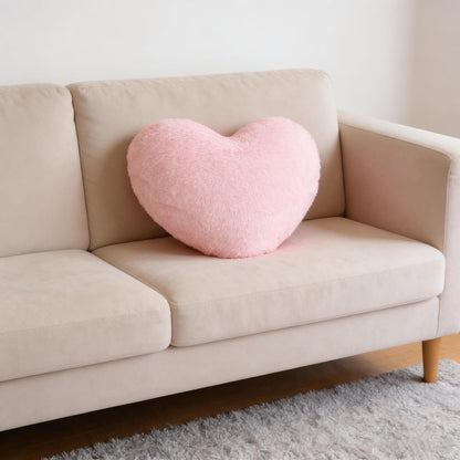 Heart Shaped Pillow Heart Throw Pillows Super Soft Faux Fur Rabbit Heart Throw Pillow Valentines Day Decorations Pillow Wedding Decor Home Decoration(Pink)