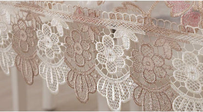 Lace Polyester Tablecloth Embroidery Rectangle Table Cloths for Party Wedding Kitchen Dining Home Decorations, 52 x 70 Inch, Pink