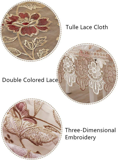 Lace Polyester Tablecloth Embroidery Rectangle Table Cloths for Party Wedding Kitchen Dining Home Decorations, 52 x 70 Inch, Pink