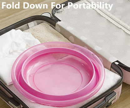 Foldable Hedgehog Bathtub, with 2 Pcs Set Bathing Brush, Plastic Small Animal Swimming Pool, Bath Sand Room Sauna, for Hedgehog Hamster, Guinea Pig,Bearded Dragon (Pink)