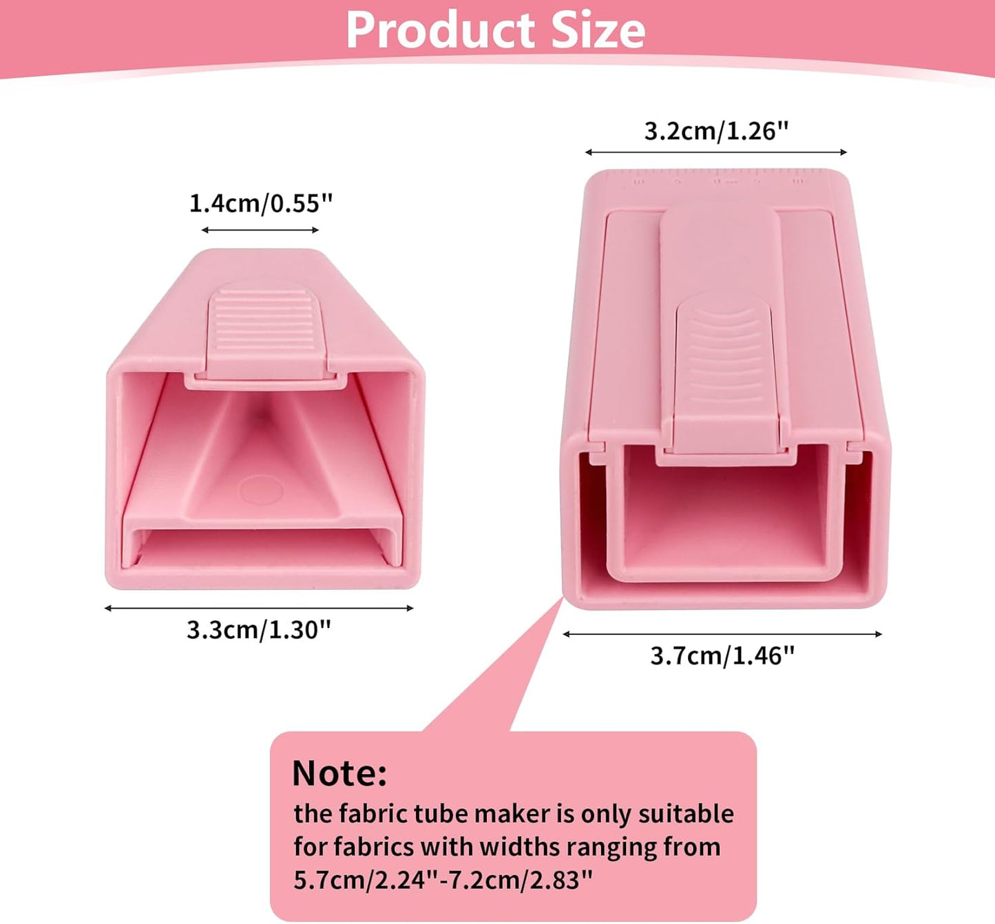 2PCS Upgraded Bias Tape Makers Fabric Tube Maker for Fabric Roll Rugs Bias Binding Tape Making Tool for DIY Crafting and Quilting Sewing Supplies Machine with Instruction (2PCS Pink)