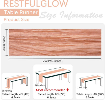 6 Pack Peach Cheesecloth Table Runner 35 x 120 Inch